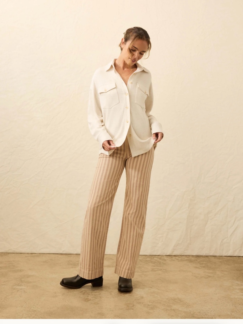 Faherty Cream Button-Down Shirt - Picture 4 of 7